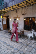 Coral Floral Embroidered Coordset