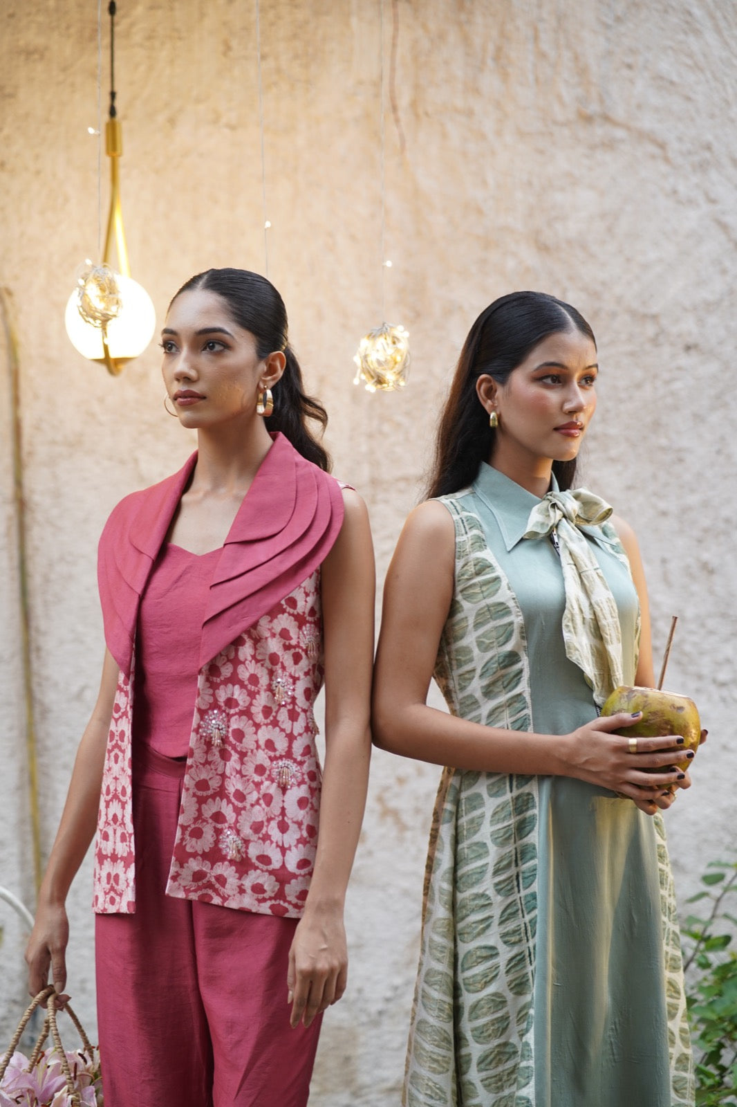 Coral Floral Embroidered Coordset