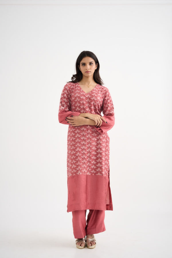 Coral Star Completely Embroidered Suit