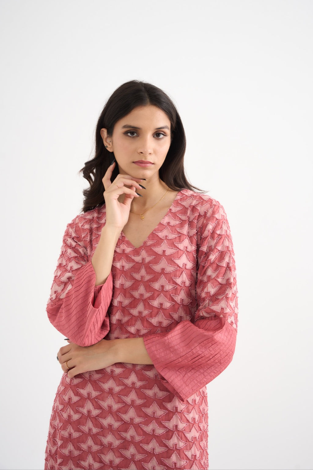 Coral Star Completely Embroidered Suit