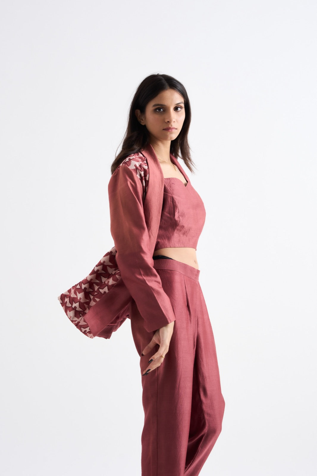 Coral Star Embroidered Coordset