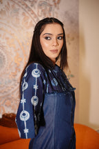 Indigo Embroidered Flower Denim Dress