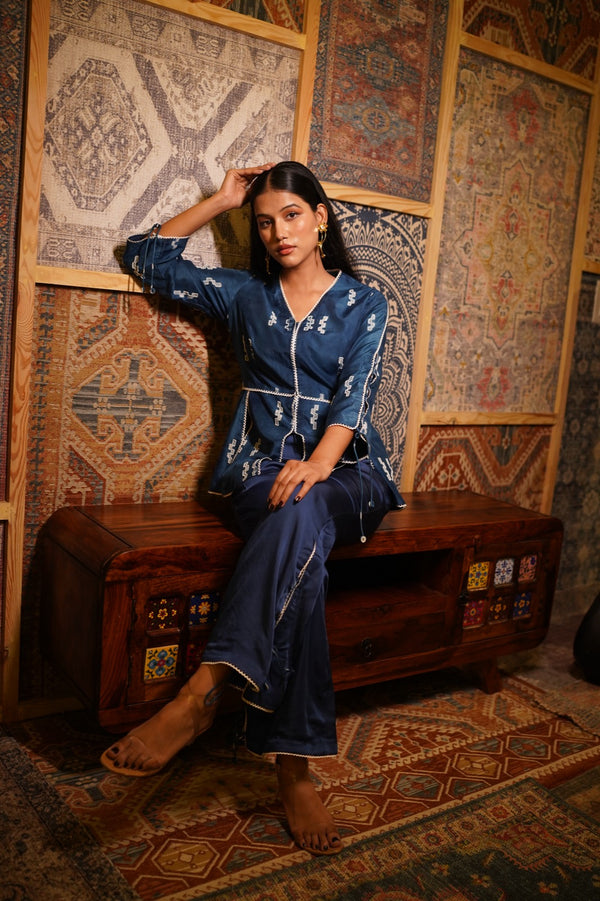 Indigo Madder Embroidered Coordset