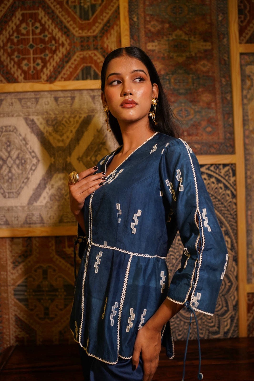 Indigo Madder Embroidered Coordset