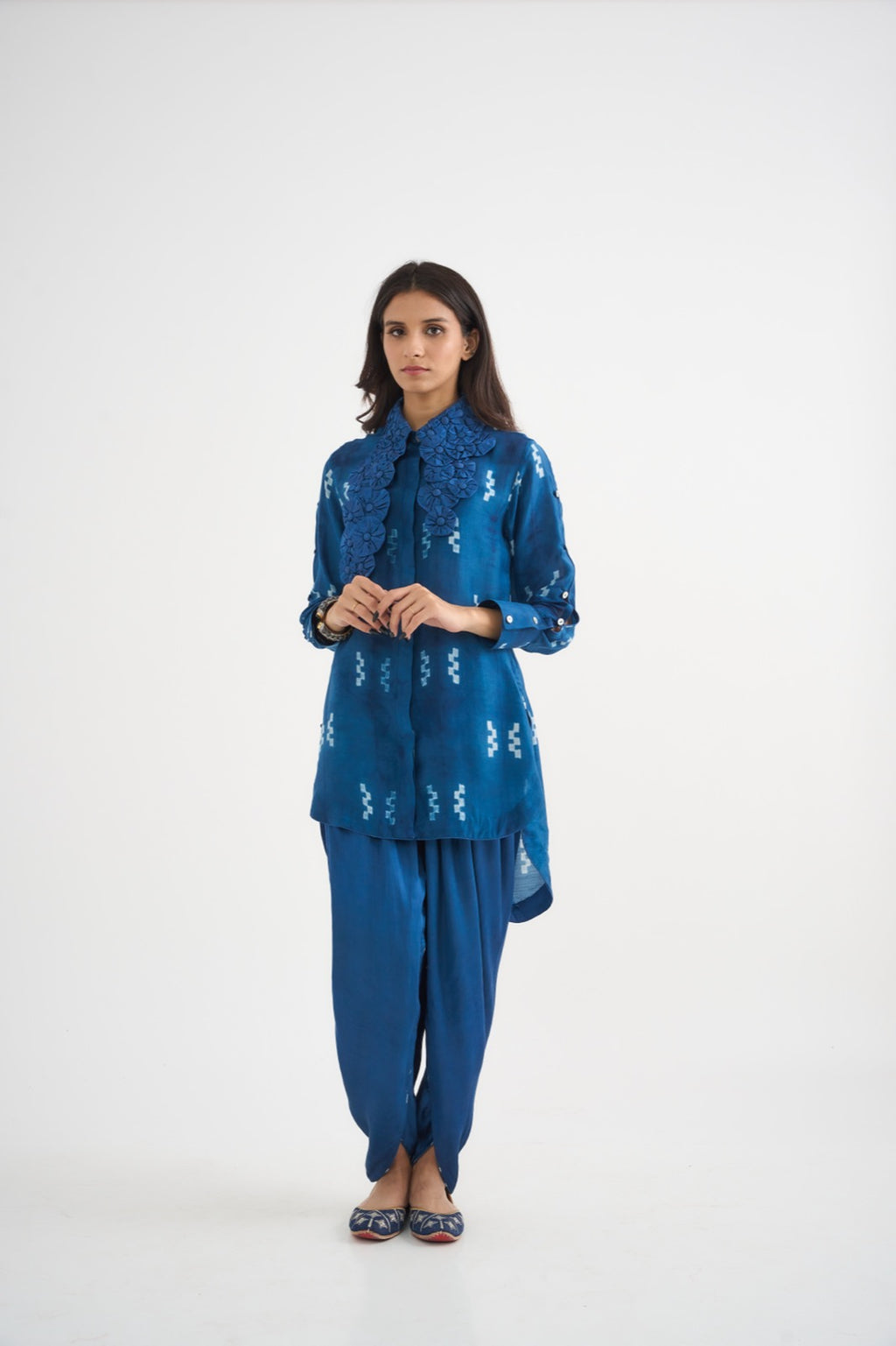 Indigo Madder Flower Collar Coordset