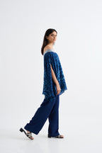 Indigo One Shoulder Embroidered Coordset