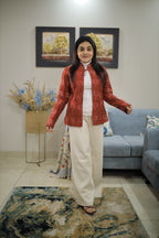 Orange Lotus Thread Detailed Jacket