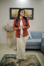 Orange Lotus Thread Detailed Jacket