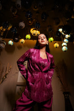 Pink Metallic Embroidered Coordset