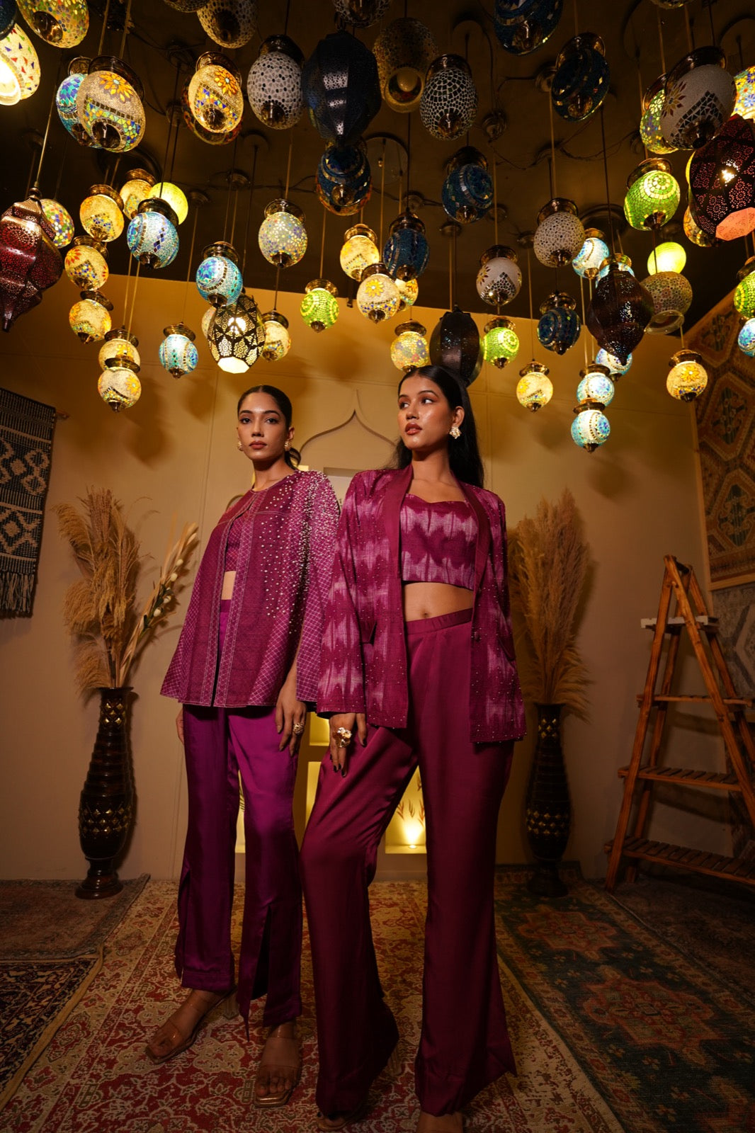 Pink Pearl Embroidered Cape Coordset