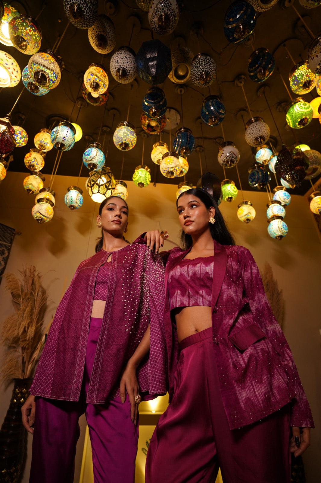 Pink Pearl Embroidered Cape Coordset