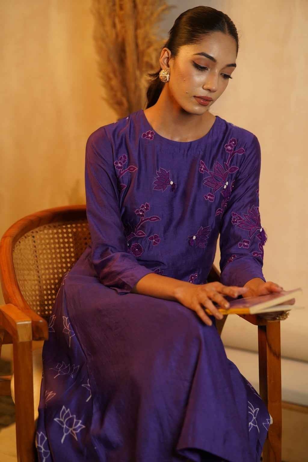 Purple Embroidery Suit with Dupatta