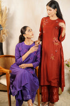 Purple Embroidery Suit with Dupatta