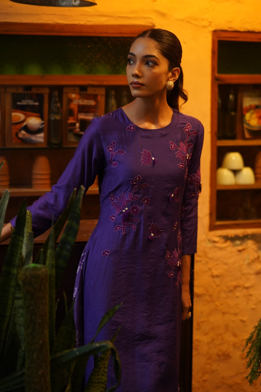 Purple Embroidery Suit with Dupatta