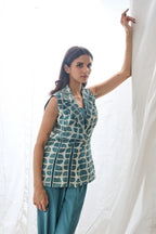 Sage Green Collar Embroidered Coordset