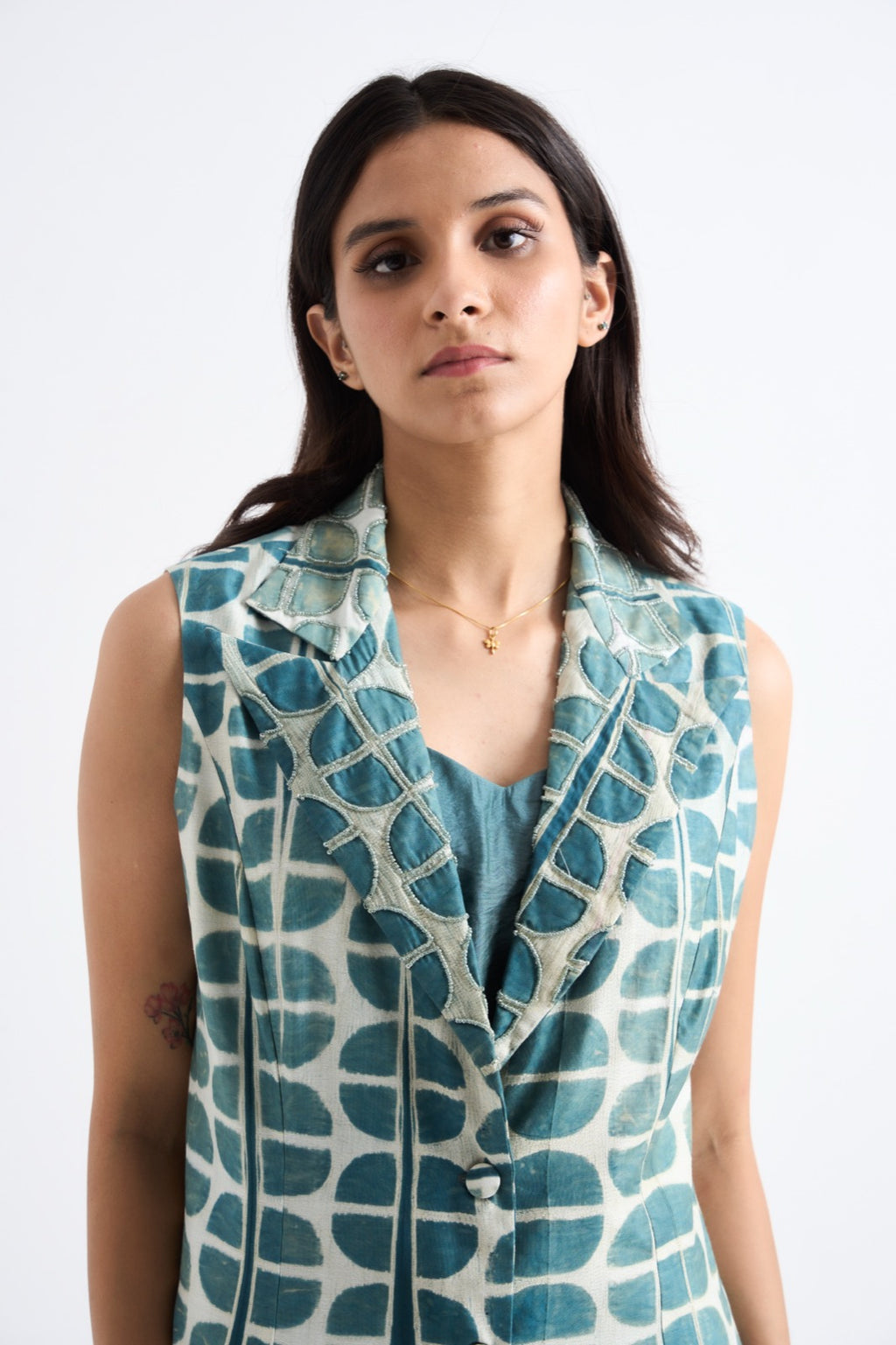 Sage Green Collar Embroidered Coordset
