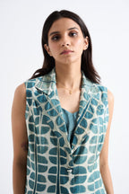 Sage Green Collar Embroidered Coordset