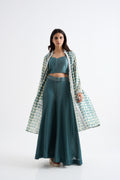 Sage Green Embroidered Cape Long Dress