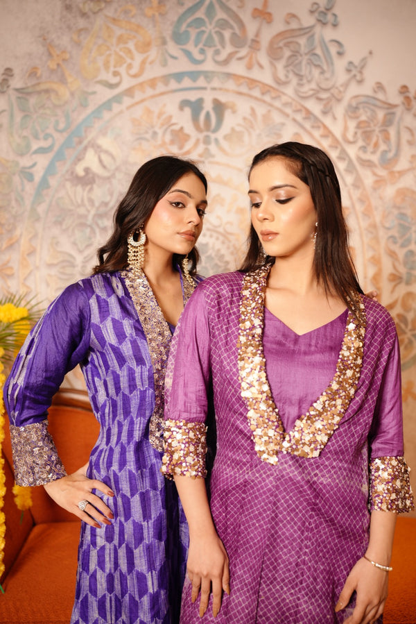 Violet Pink Embroidered Suit