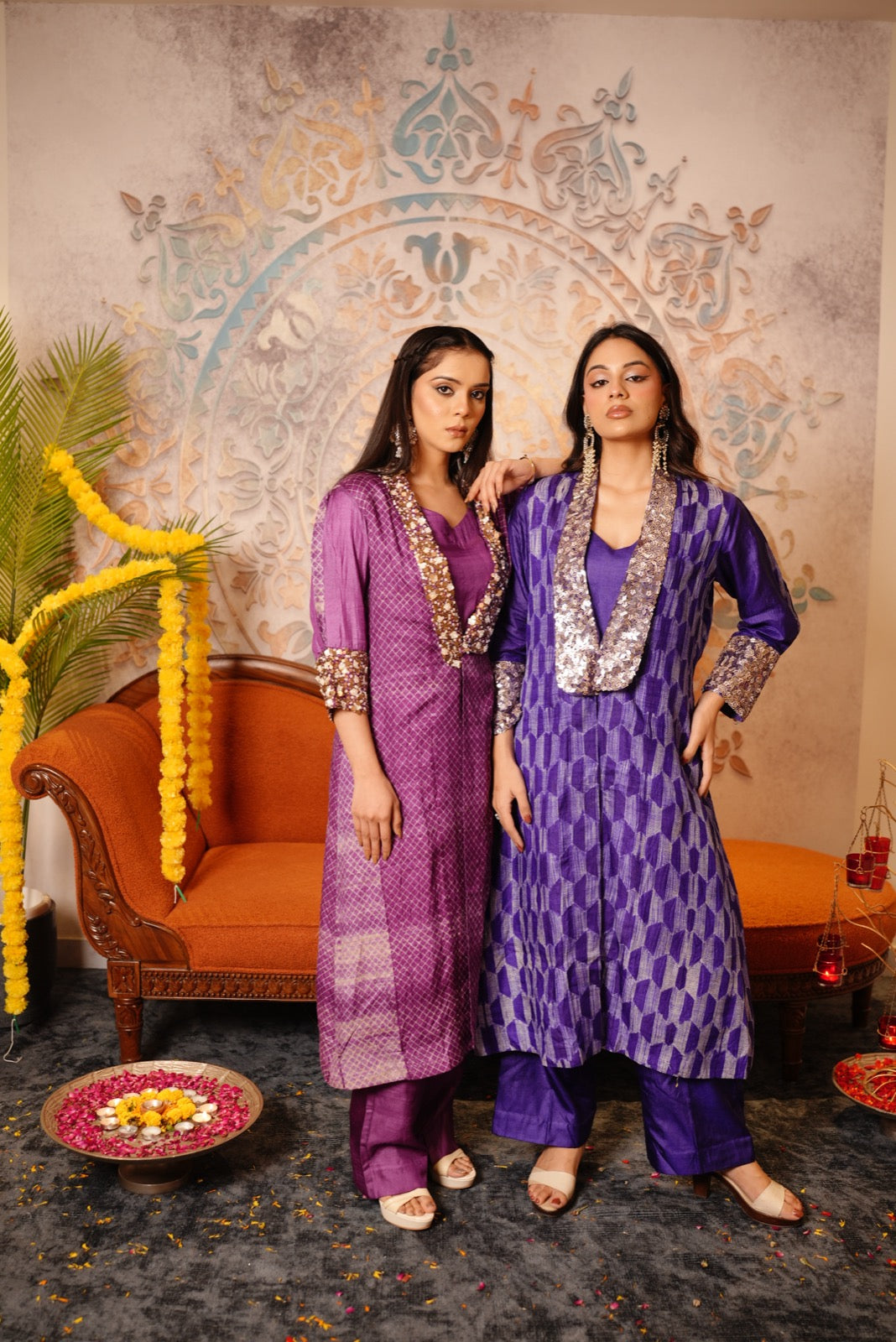 Violet Pink Embroidered Suit