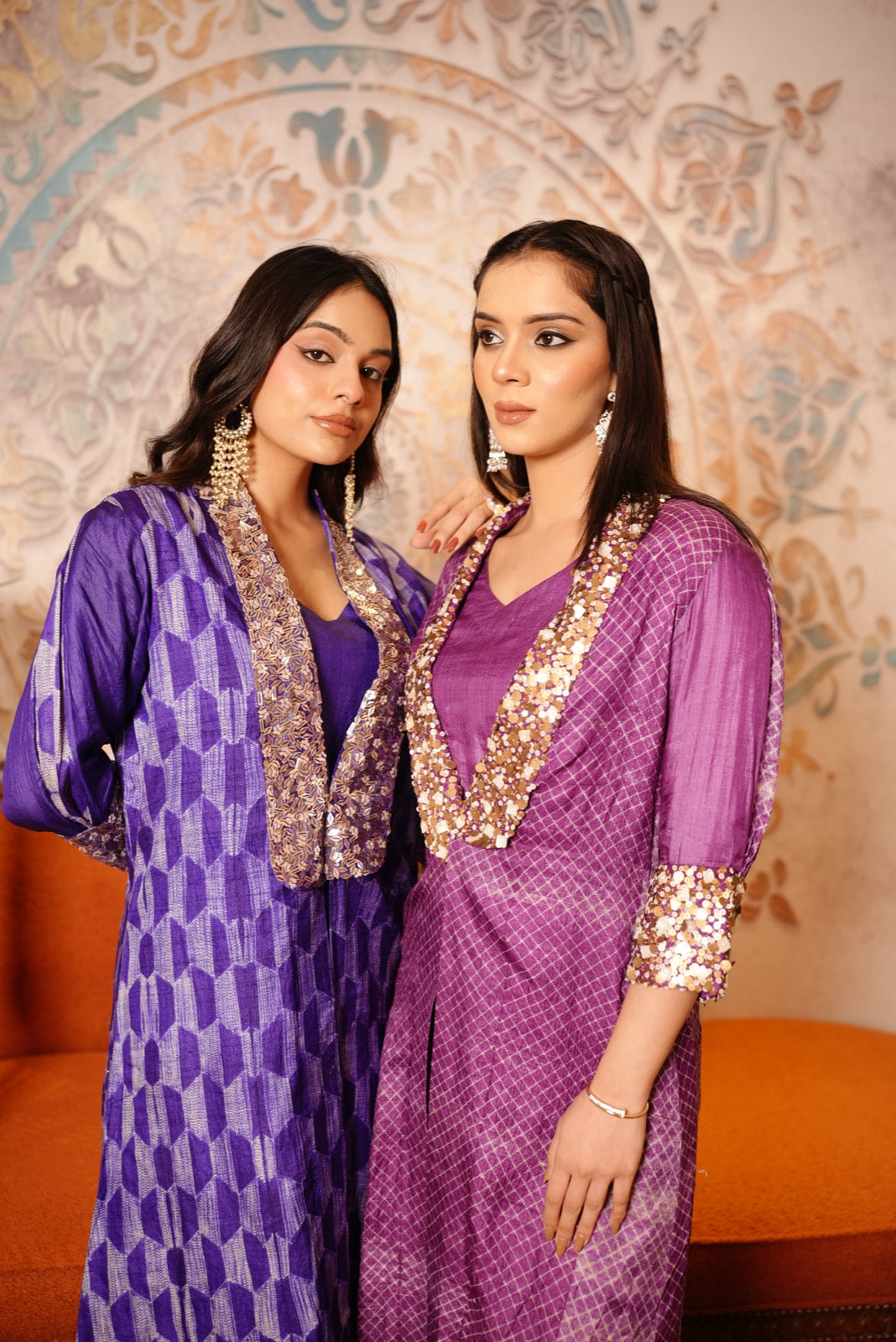 Violet Pink Embroidered Suit